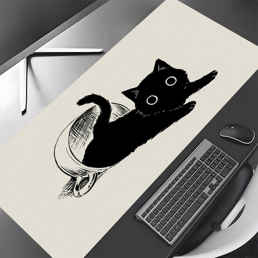 Cute Black Cat kawaii Mouse Pad Desk Mat Large Computer Office Carpet xxl mousepad Gamer gaming pc accessories Keyboard Rug