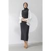 Women's Self Belted Loose Sleeve Black Hijab Dress
