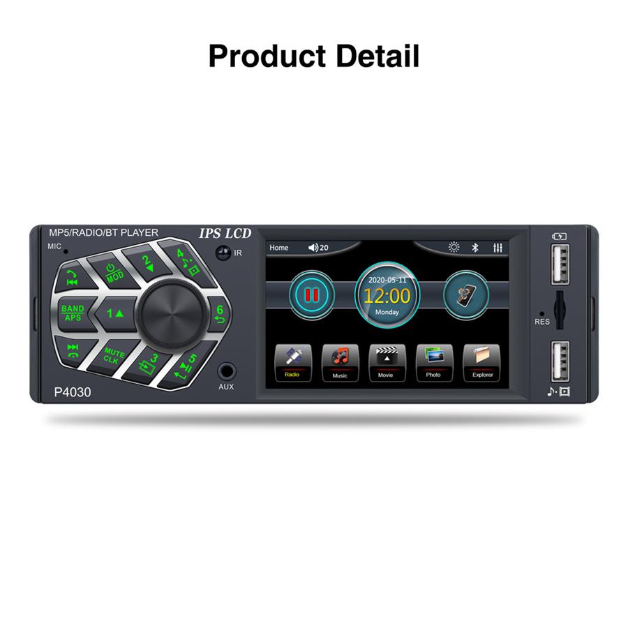 Car 3.8" IPS screen Bluetooth RMVB/MP5/Radio/Bluetooth Player FM Radio with  Dynamic Rear View Camera Support  Micophone