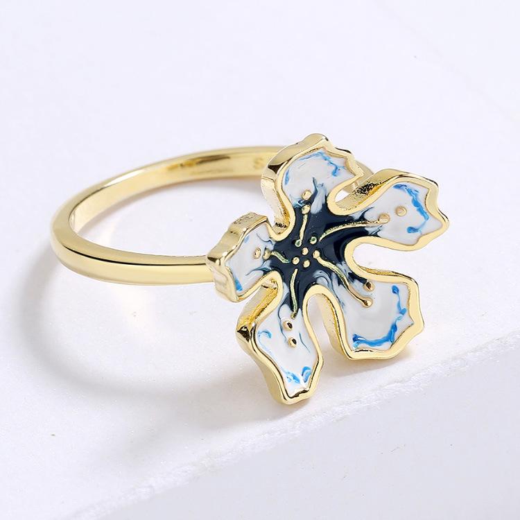 New Elegant Camellia Bridal Jewelry Set Lady Earrings Garden Style Enamel Wedding Ring