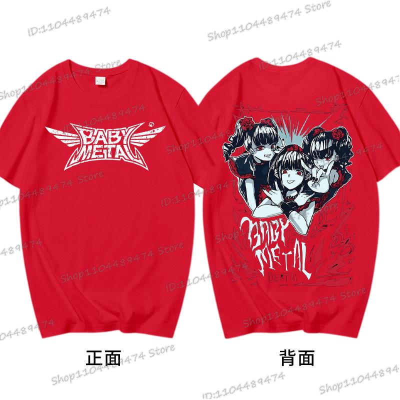 Men Japanese Band Babymetal Shirt Short Sleeve Cotton Casual Print Streetwear Hip Hop Round Neck Rock Roll Singer T-shirts