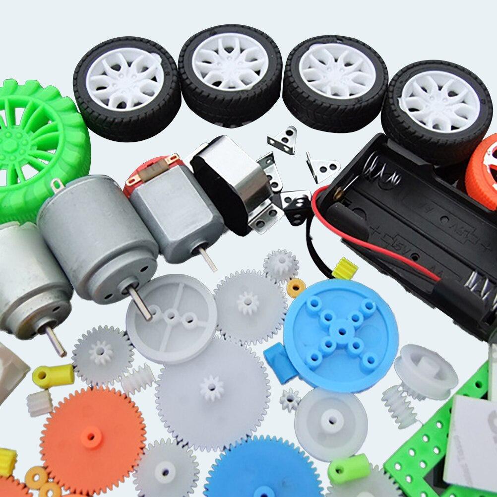 112-teiliges Gleichstrommotor-Kit, elektrischer Minimotor mit Kunststoffzahnrädern, Motorhalterung, Wellenpropeller für DIY-Wissenschaftsprojekte