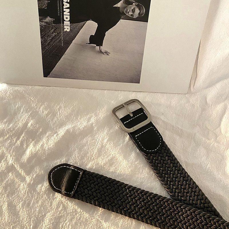 Unisex Fashionable Canvas Belt With No Hole Design And Chic Buckle Square