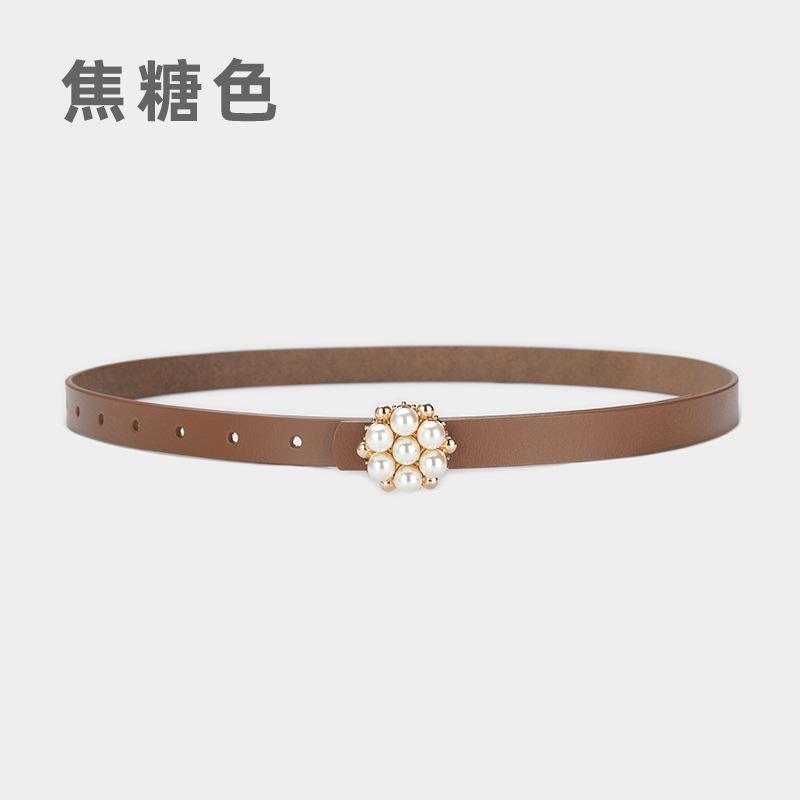 Fine Belt Retro Pearl Decorative Ladies Fine Belt With Windbreaker Dress Waist Seal Waist Jewelry