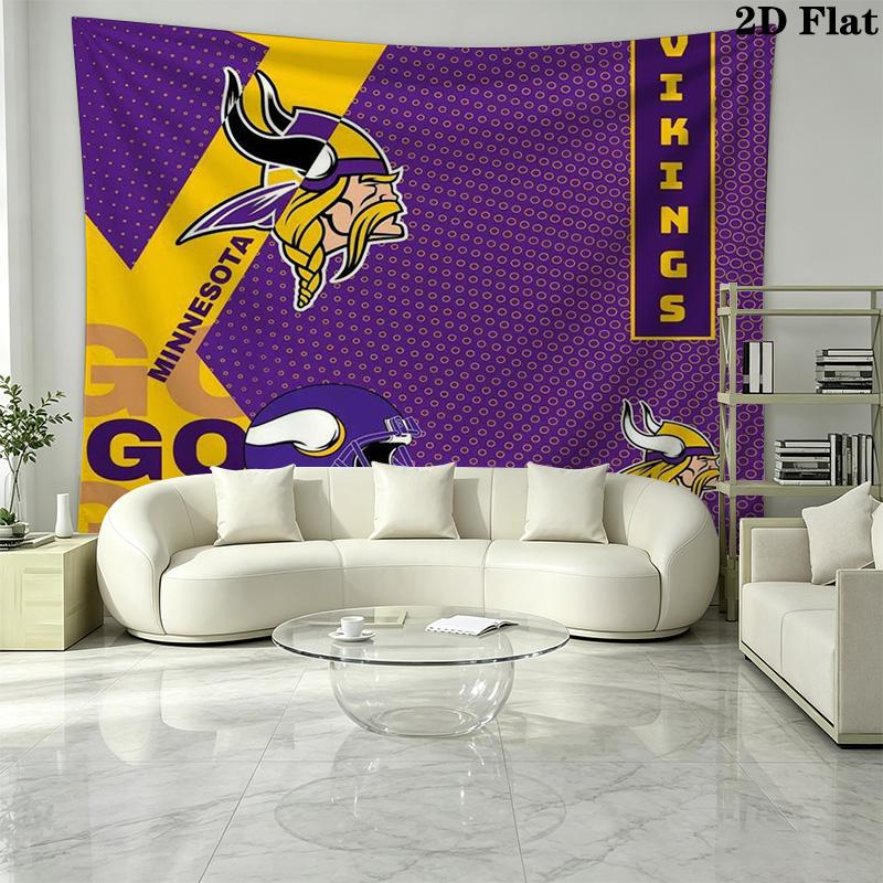 Minnesota Vikings Logo Wall Tapestry Aesthetic Wall Hanging Printed Fabric Blanket Decorative Tapestries for Bedroom Living Room Home Decor
