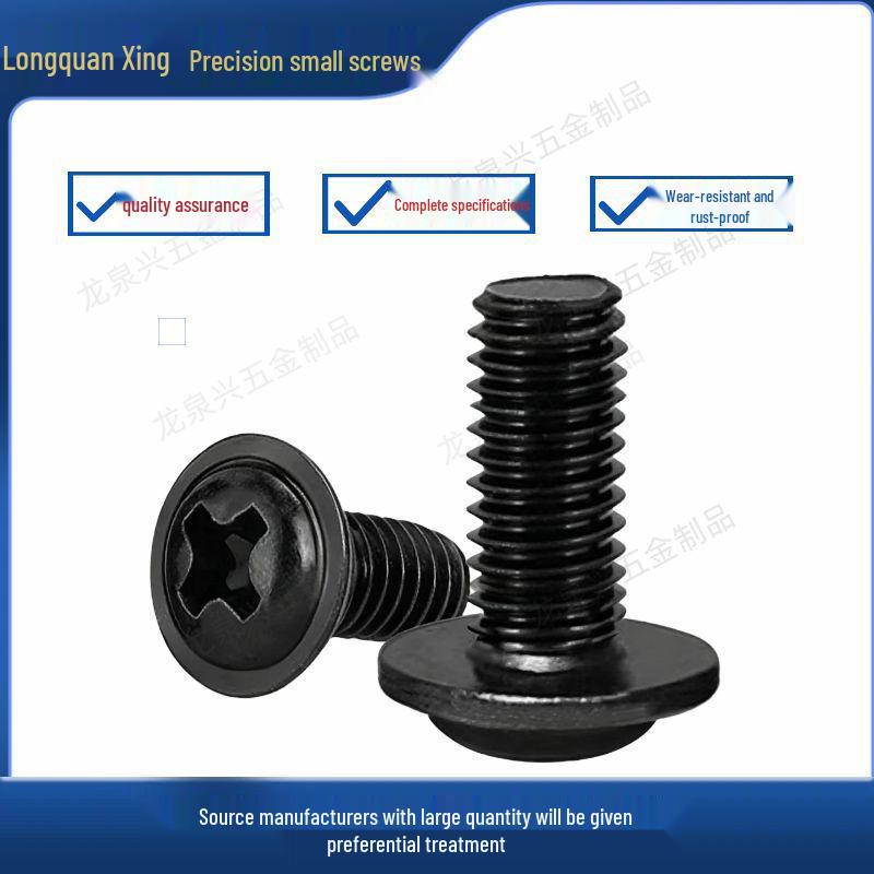 Iron Black Cross Recessed Pad Pan Head Machine Screws M1.4-M4