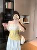 Plus Size One-Shoulder Ruffle Lace Patchwork Top - Versatile, Slimming T-Shirt for Women