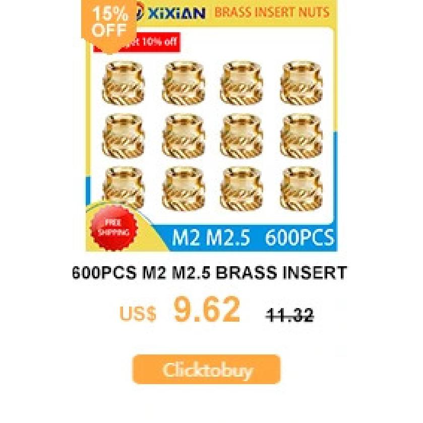 M1.4 M1.6 M2 M2.5 Brass Insert Nut and 304 Stainless Steel Screw Set Heat Hot Melt Thread Knurled Embedment Copper Nut Kit