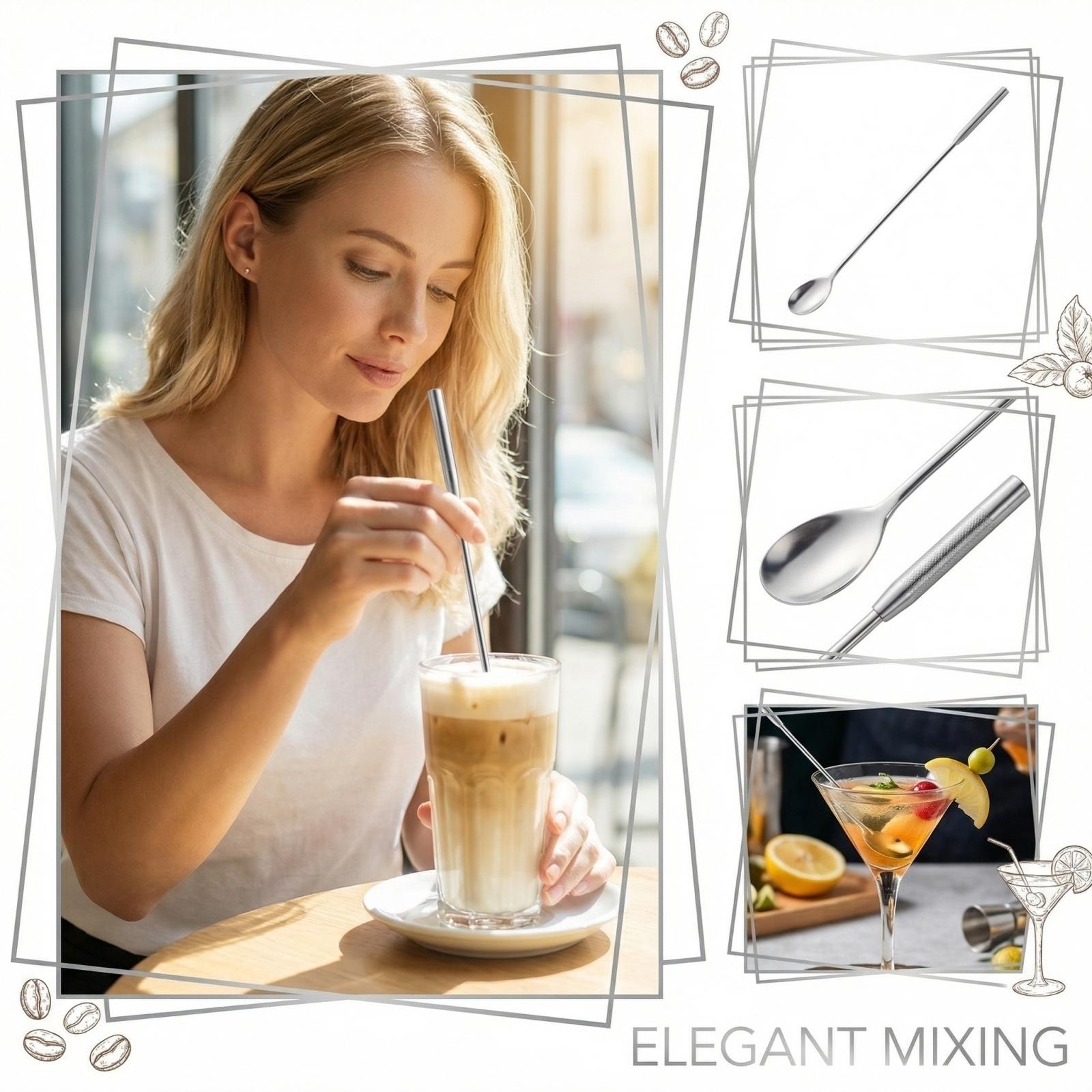 Stainless Steel Spoon Creative Long Handled Mixing Spoon one size