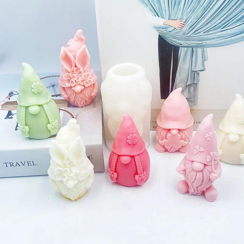 3d Dwarf Silicone Candle Mold Cute Santa Claus Portrait Crafts Resin Plaster Soap Molds Diy Chocolate Baking Tools Home Gifts