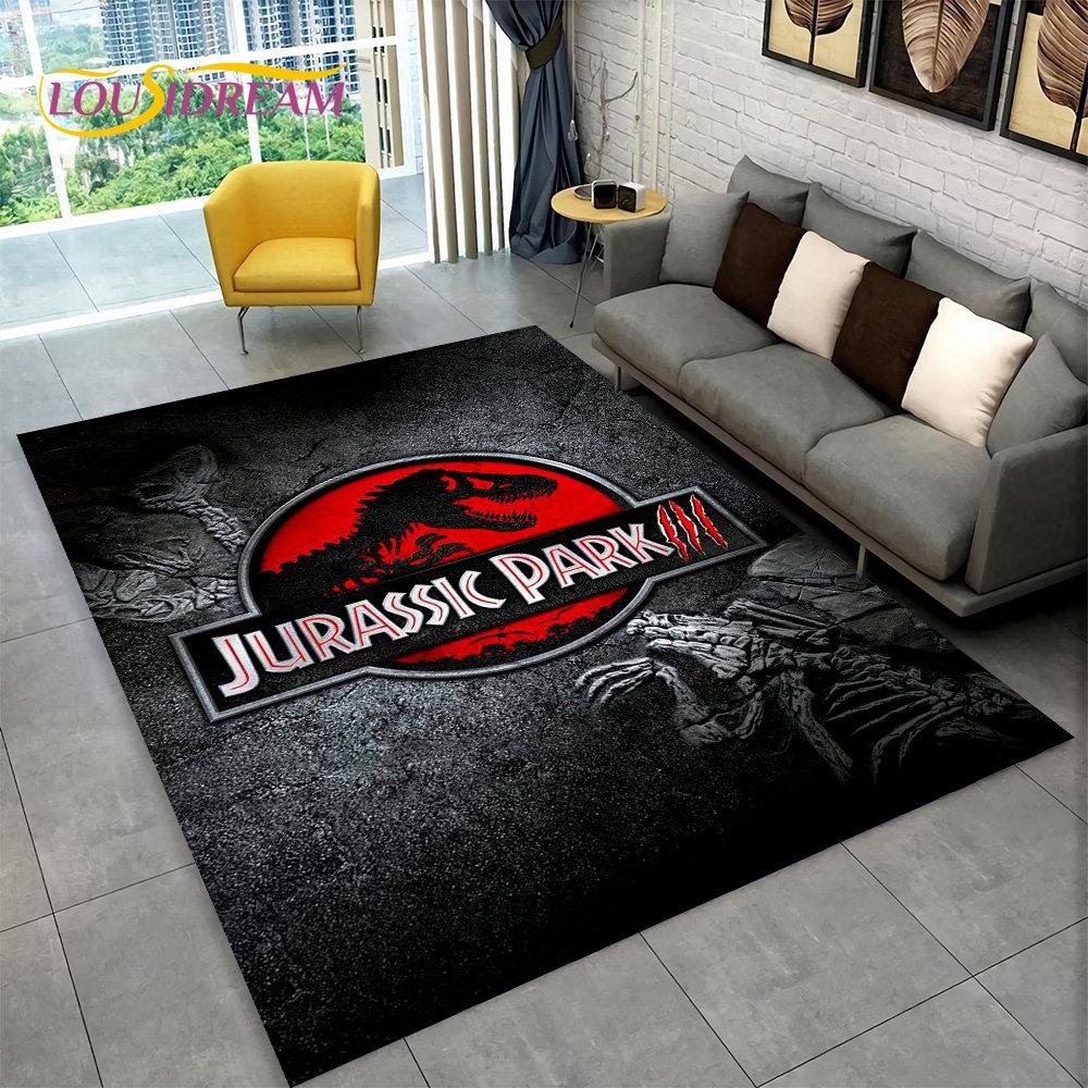 3D Cartoon Jurassic Park Dinosaur Area Rug Large,Carpet Rug for Living Room Bedroom Sofa Doormat Decor,Child Non-slip Floor Mat