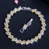 20CMThreeGraces Beauty Yellow Cubic Zirconia Crystal Geometric Rectangle CZ Link Chain Bracelet for Women Chic Party Jewelry BR351
