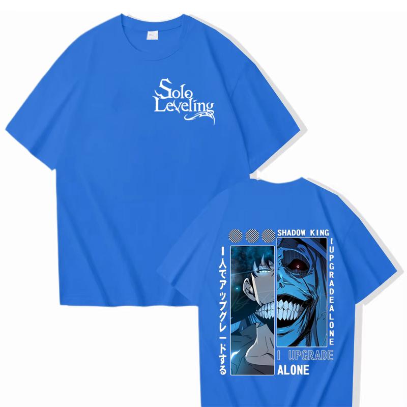 Anime Solo Leveling Cotton T-shirt Sung Jin-woo Print Men Women Clothes Solo Leveling Anime Manga Street Style Harajuku Male Top