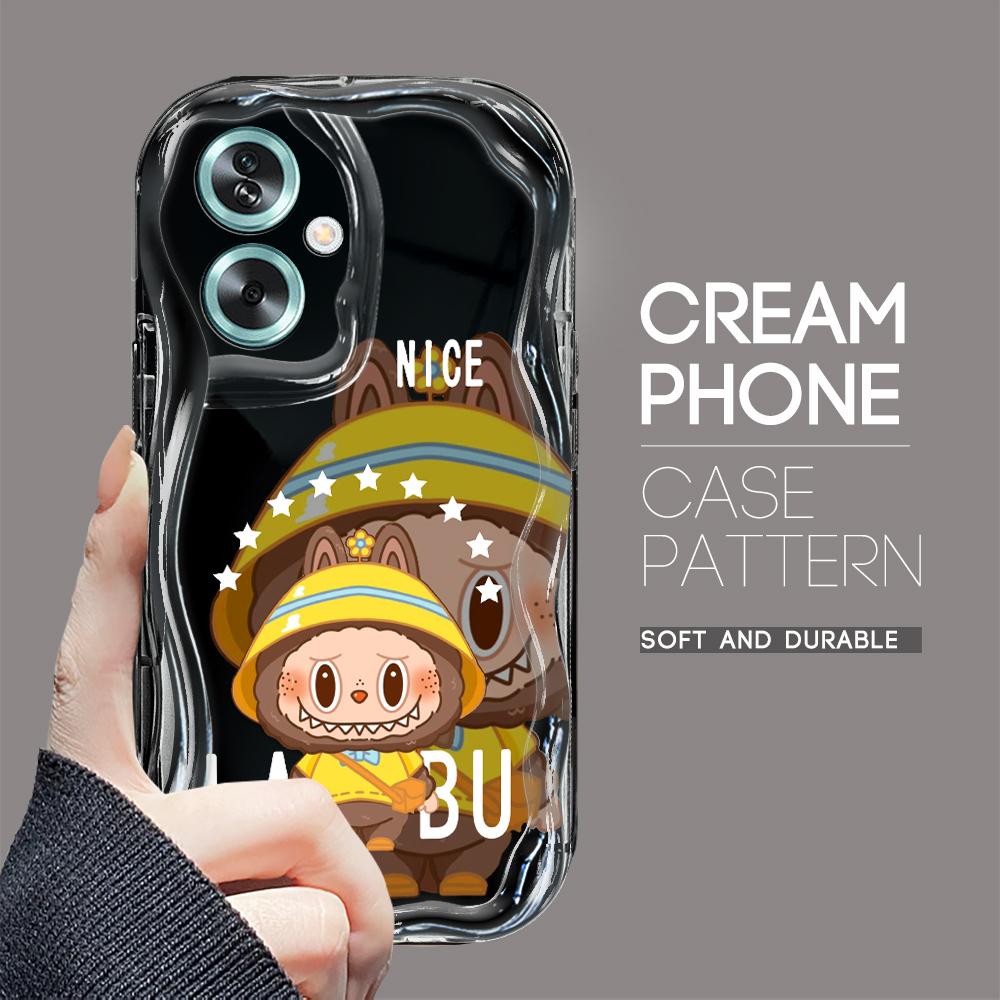 

Милый мультяшный узор, кремовая текстура, мягкий силиконовый чехол с волнистыми краями, чехол для телефона для OPPO Reno Realme OPPO A11X чёрный