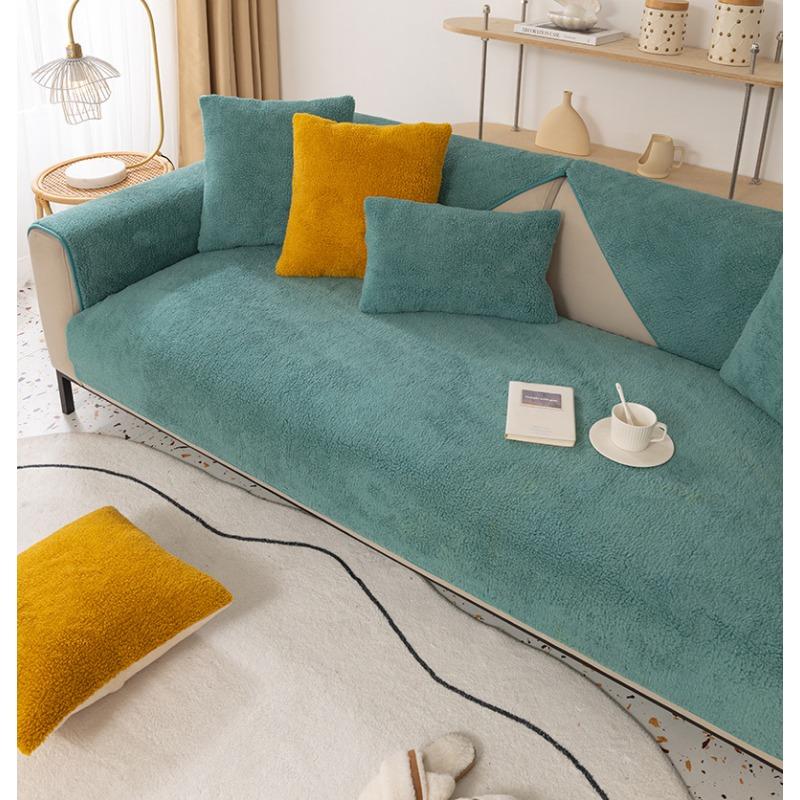 Lambswool Sofa Cushion Thickened Non-Slip Plush Cushion Winter Nordic Sofa Cover Cover Towel