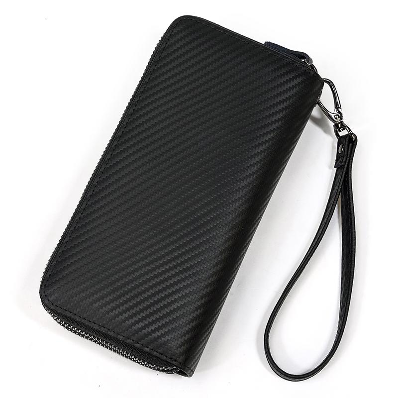 Luxury Double Zipper Women Men Long Wallet Vintage Leather Male Clutch Purse Man Phone Card Coin 100% Genuine Leather Men Wallet