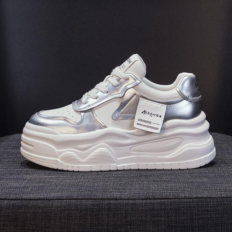 Spring new inner heightening women's shoes muffin sole small sports shoes lace up little white shoes women's thick sole