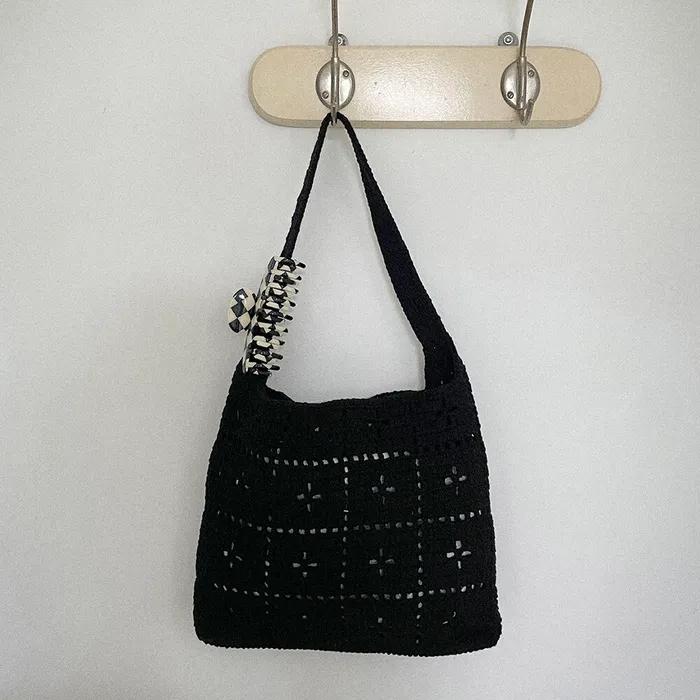 No.09 / Lily Bag _ Black (Lily Shoulder Bag Crochet Bag Knit Bag)
