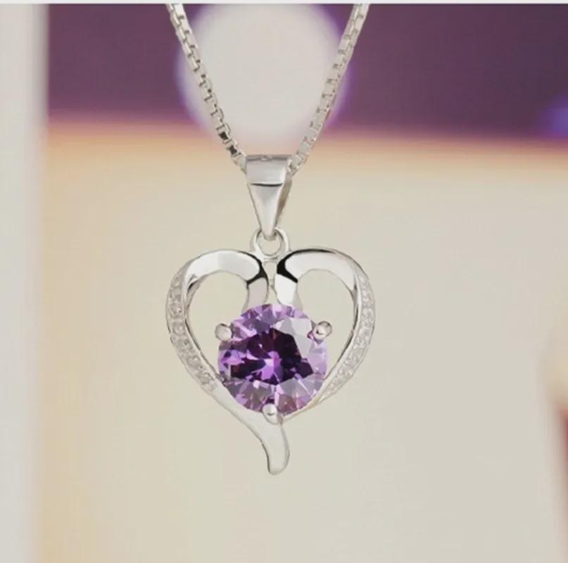 Korean Cute Diamond Heart Pendant Necklace