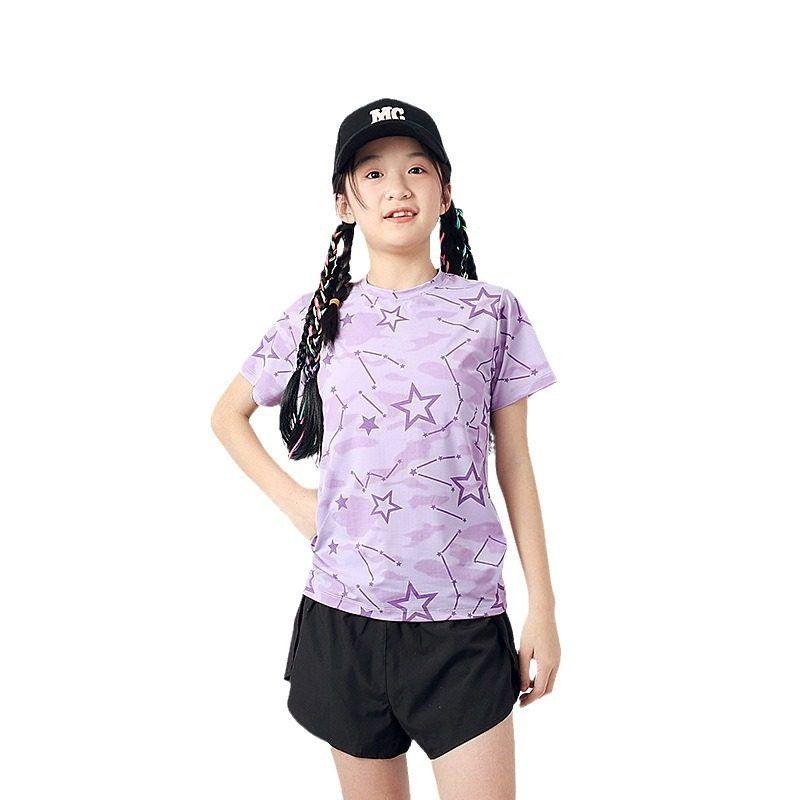 Summer Kids Sports Half Sleeve T-shirt Boys and Girls Full Printed XINGX Breathable Quick-Drying Tops Children's Mesh Short Sleeve