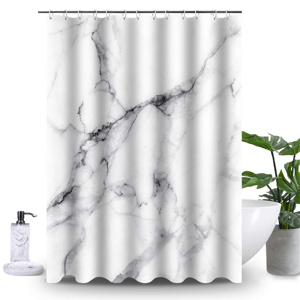 Grey Gold Marble Ink Texture Shower Curtain Set Abstract Modern Shower Curtain for Bathroom Decor Waterproof Washable Fabric