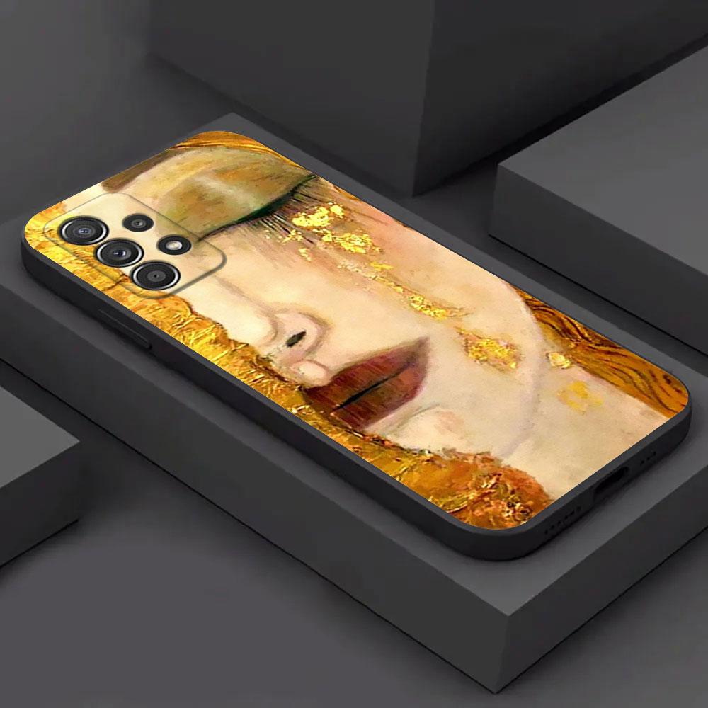 

Kiss by Gustav Klimt Golden Freya s Tears Phone Case For Samsung Galaxy A15 A25 A24 A23 A22 A21S A20s A13 A05S A04 A03 A14 Cover Samsung A01