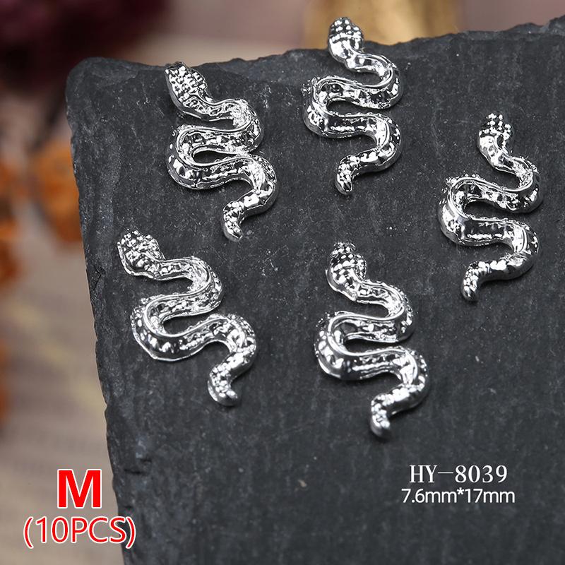 

10 шт. сплава змея нейл-арт подвески роскошные 3D змея ювелирные изделия ногтей Serpiente Diy маникюрный салон 2025 год змеи украшения M