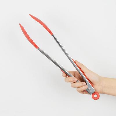 Livfulla tänger i rostfritt stål med silikonhandtag