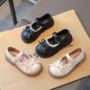 Girls' shoes, bow-knot lace-up leather shoes, new spring/autumn collection, Mary Jane princess shoes for students, breathable single shoes for