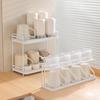 Kitchen Simple Double-layer Drain Cup Holder with Tray Multi-functional Desktop Thermos Cup Glasses Layered Metal Storage Rack