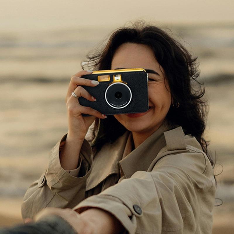 PU Leather Case Camera Bag with Shoulder for MS200 Solid Color Carrying Case Portable