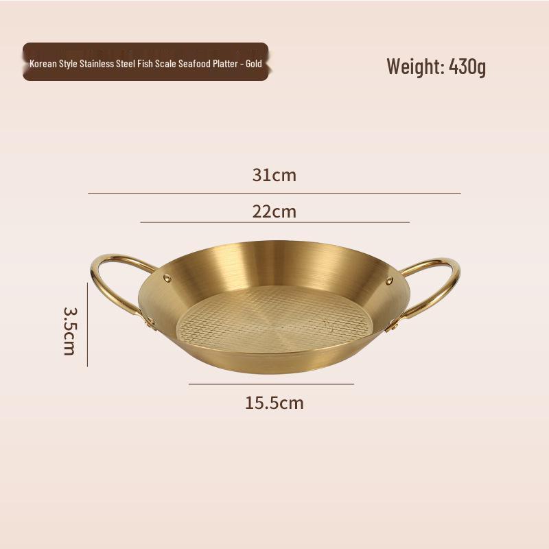 Stainless Steel Double Ear Flat Bottom Plate for Seafood, Spicy Crayfish, Pasta, and Fried Chicken.