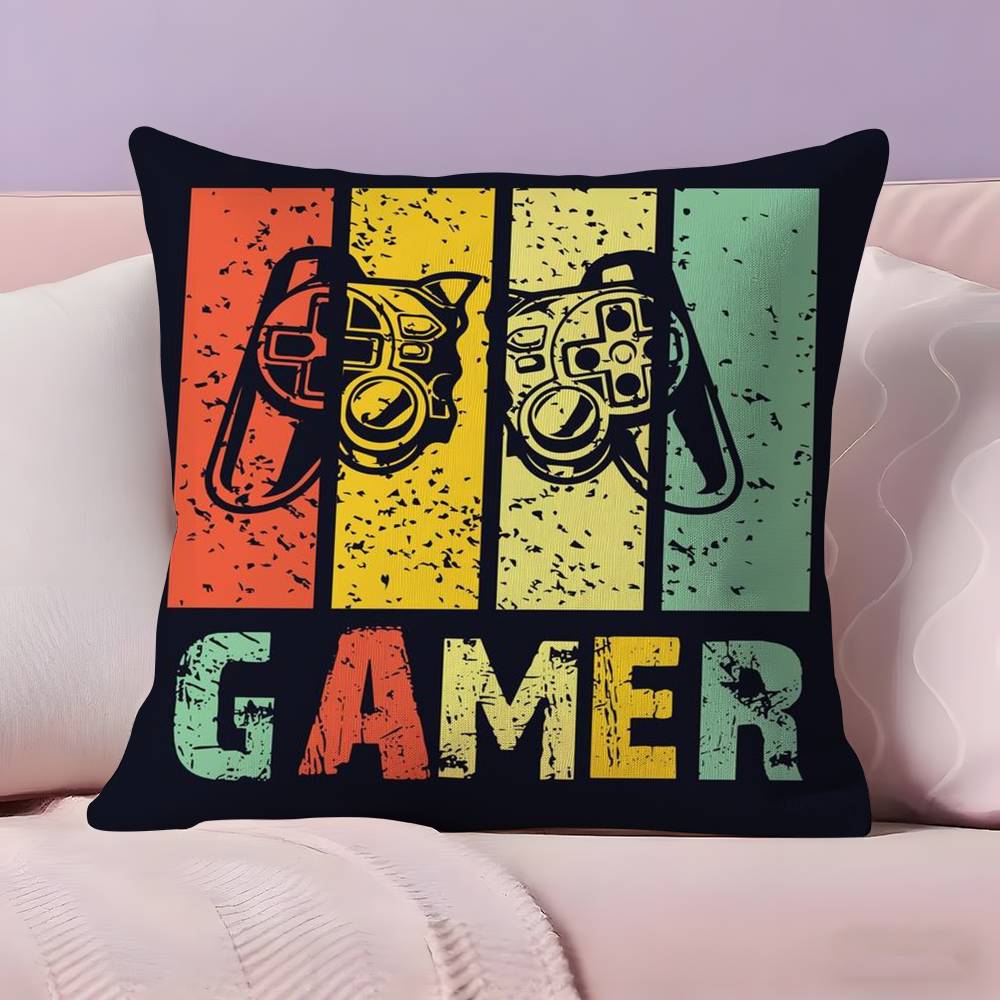 Colorful Graffiti Game Gamepad Pillow Case  Ultra Soft Skin Friendly Fabric Cloud Like Comfort & Concealed Zipper