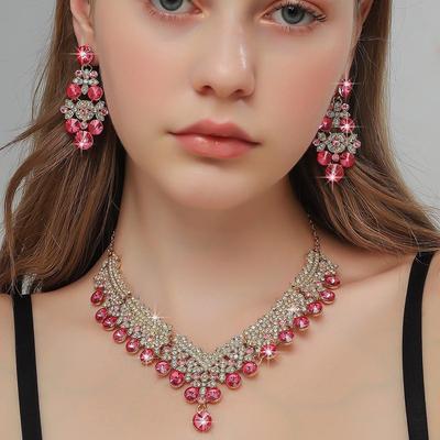 Nejnovější stylový designový luxusní svatební party křišťálový diamantový náhrdelník šperkový set pro ženy