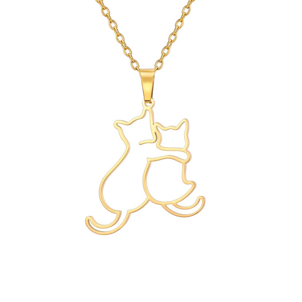 Fashion Minimalist Women Cat Pendant Necklace Delicate Collarbone Chain Elegant Small Jewelry Gift