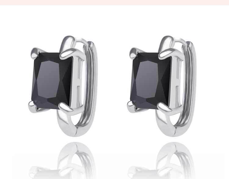 Miao Si Black Square Zirconia Claw-Set Stud Earrings - Cool Trendy Neutral Style