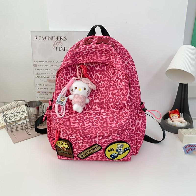 Trend Leopard Print Backpack Large Capacity Korean Female Junior High School Students Minority Leisure Student Backpack