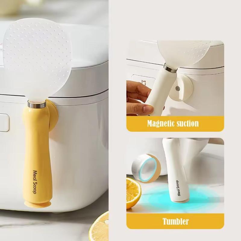 

Современная антипригарная ложка для риса, стоящая вертикально, легко моющаяся, пищевая, с присоской, жаростойкая, магнитная ложка для риса, для дома жёлтый