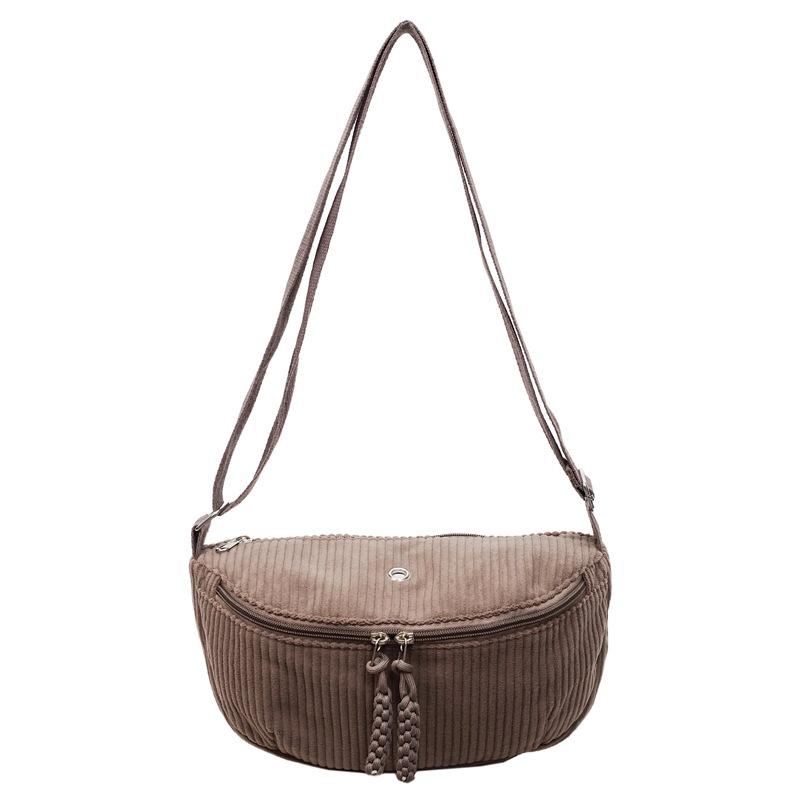 Korean Style Shoulder Bag Fashi Texture and Versatile Crossbody Bags Women Casual Waist Bag Retro Corduroy Simple Versatile