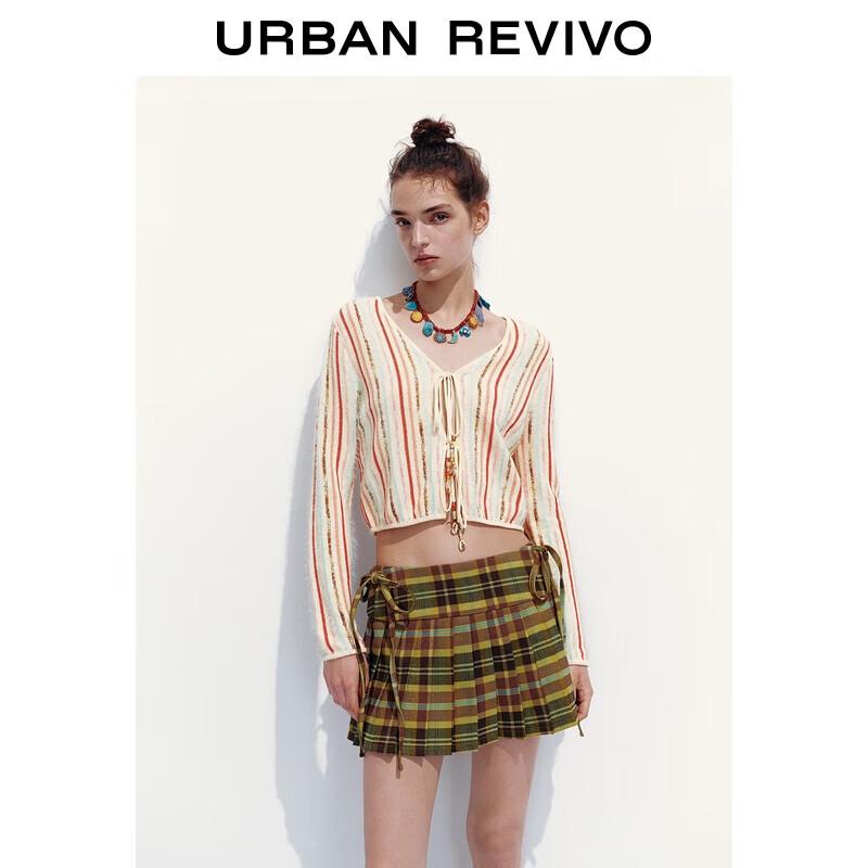 

UR 2025 Autumn Women s Color-block Striped Knit Cardigan S