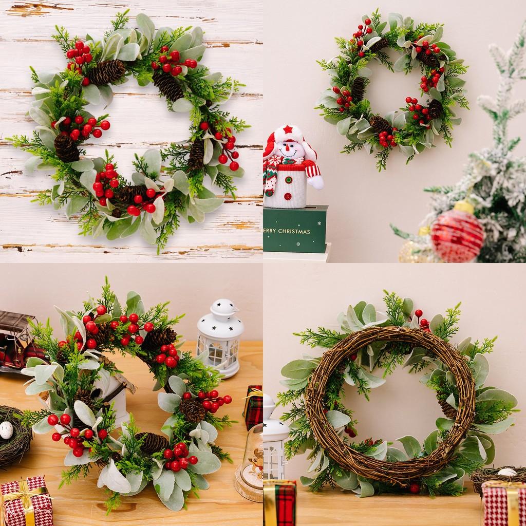 American European Elegant Style Christmas Red Berry Wreath Perfect For Seasonal Decor