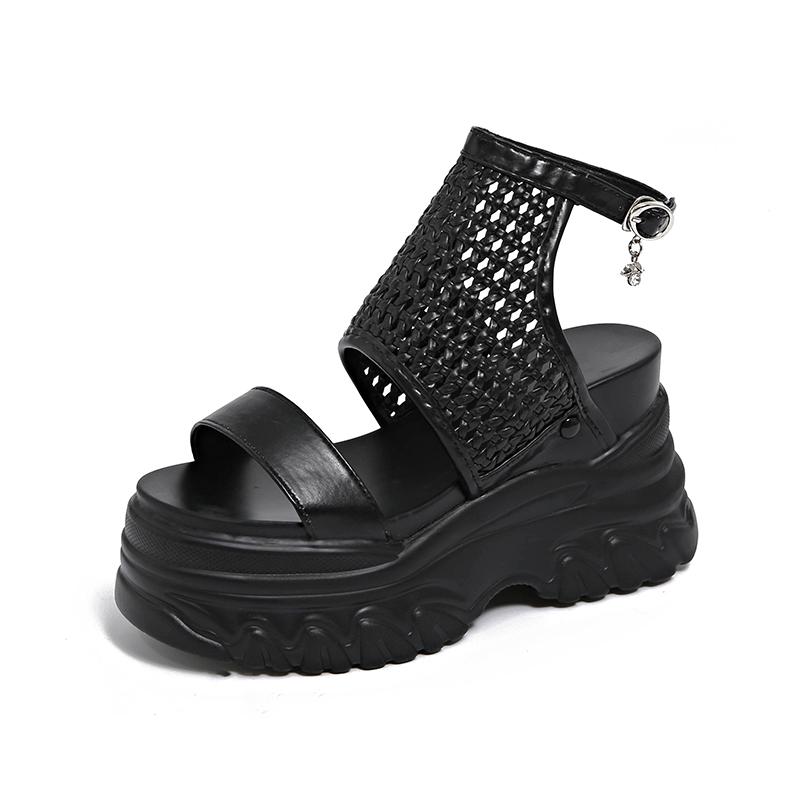Fashion 9.5CM Women Summer Sandals Open Toe Woven Platform Wedge Sneakers Slippers 2025 Women Casual Shoes Beach Sandálias Das Mulheres