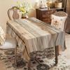 One Vintage Wood-grain Digital-printed Polyester Tablecloth - Crease-resistant Machine-washable Rectangular Table Coverzyc