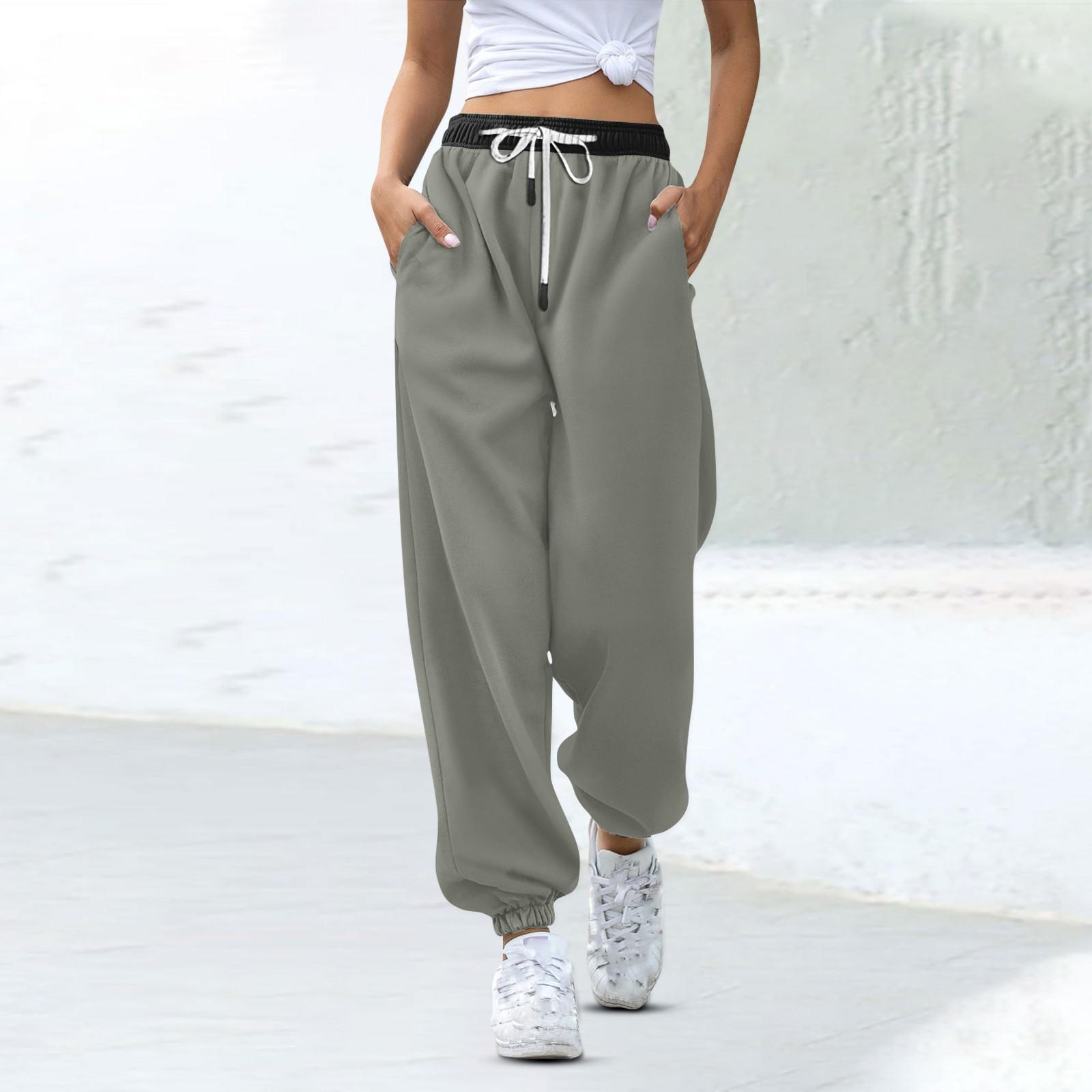 

Женские модные спортивные повседневные спортивные штаны с карманами на шнурке и в тон XXXL