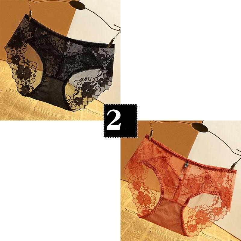 2 Pcs Frauen Höschen Weibliche Sexy Spitze Unterhose Atmungsaktive Dessous Versuchung Transparent Dessous Unterwäsche