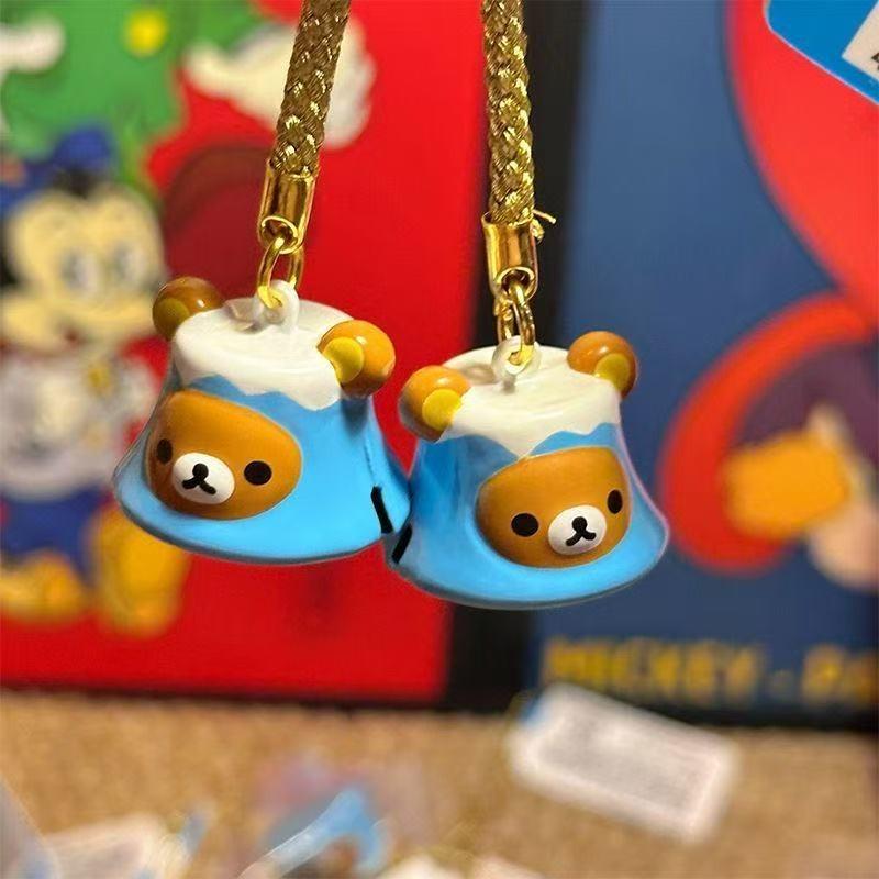 New Mount Fuji Rilakkuma Kiiroitori Cartoon Easy Bear Bell Keychain Backpack Cute Pendant Phone Charm Keychain Bag Accessories