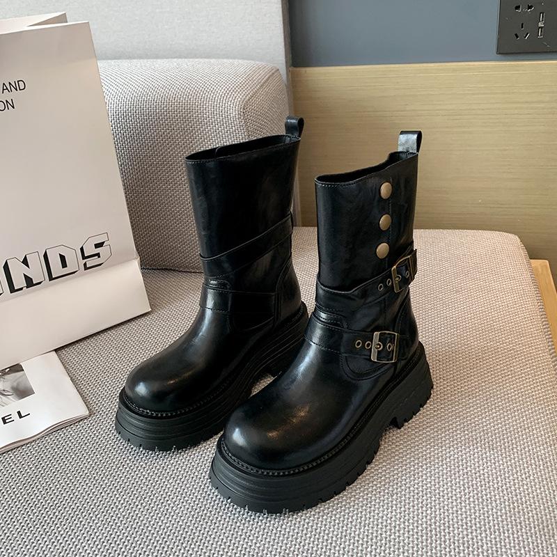 

Fat mm thicklegged Martin boots thicksoled retro short boots big tube circumference medium boots wide fat feet large size women s shoes 35