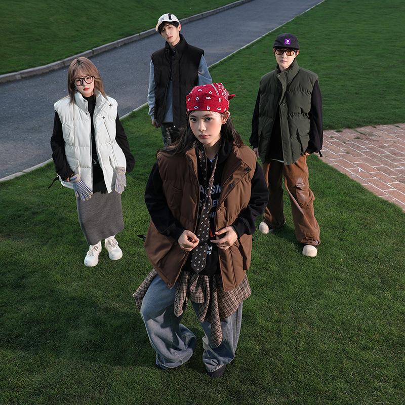 American vest men's autumn and winter thickened men's warm vest sleeveless jacket Korean version of the trend handsome vest