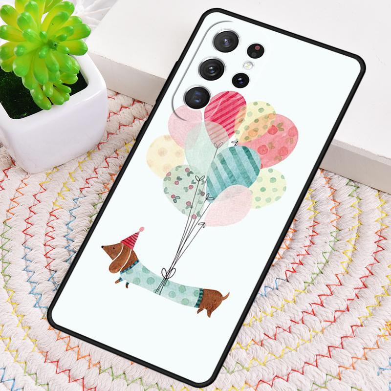 Dachshund And Flower Phone Case for Samsung Galaxy Note 10 Pro S26 Ultra S23 S24 FE S25 S21 S22 PLUS Shockproof Cove