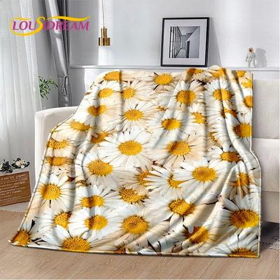 Manta de flores de sol nórdicas Dream Daisy, manta suave para el hogar, dormitorio, cama, sofá, Picnic, viajes, oficina, descanso, manta para niños
